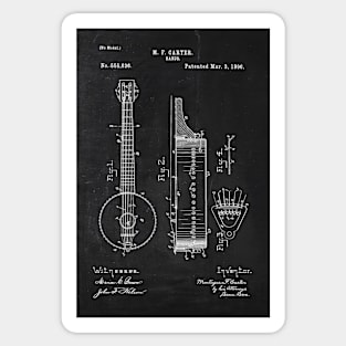 Chalkboard Banjo Patent Sticker